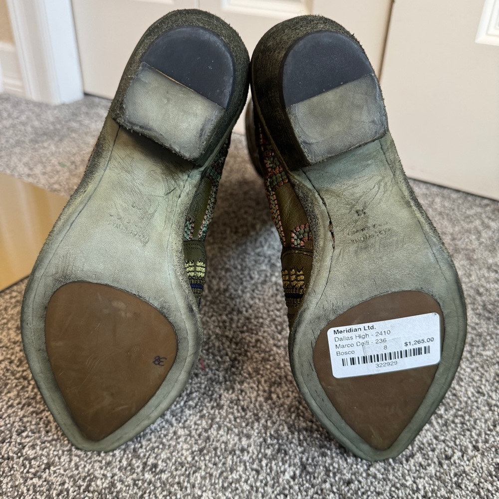 Marco Delli Dallas High Embroidered Tall Boots Olive Green 38 NWT $1295 Sold Out - Picture 10 of 15